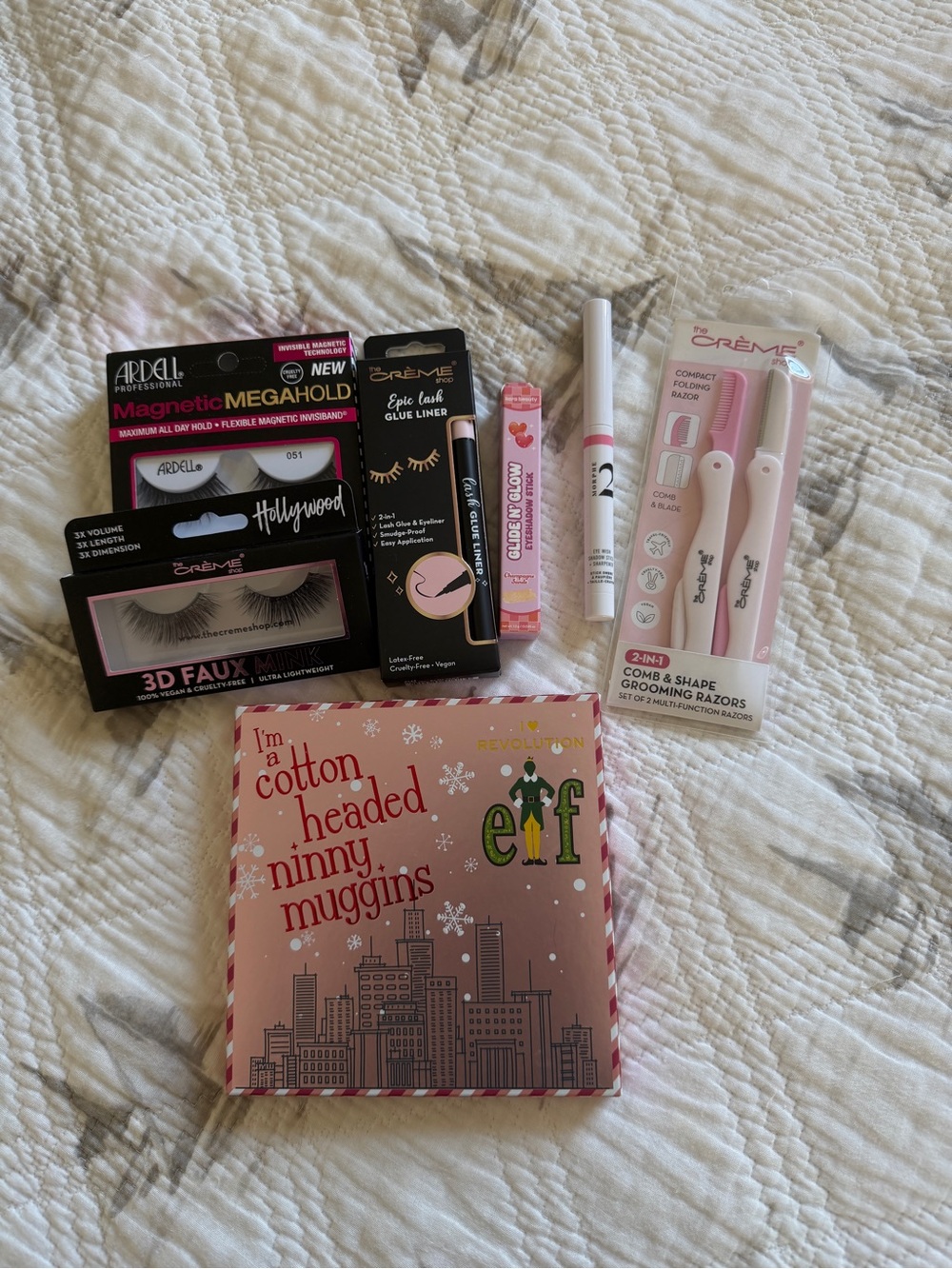 The Crème Shop & Revolution Pink Holiday Beauty Gift Set  — Lashes, Lip & Tools